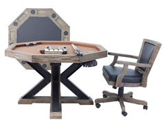 "The Weathered" 3-in-1 Slate Bumper Pool Table w/ Card and Dining Top + 4 Chairs by Berner Billiards